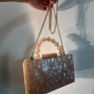 Acrylic Clutch Purse for Women Colorful Evening Handbag Geometric Marbling Box